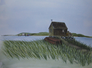 Watercolor of Lobster Hut on Beach (2006)